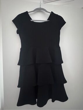 Girls Black Tiered Peplum Dress